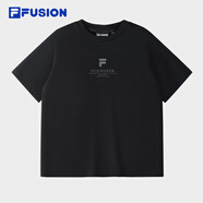 FILAFUSION斐樂(lè )潮牌女士針織短袖衫2025夏季時(shí)尚休閑純棉T恤 正黑色-BK XS 155/76A