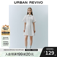 UR夏季新款女裝通勤風壓褶修身短袖棉質(zhì)連衣裙UWU740075 本白 XS