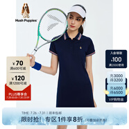 Hush Puppies暇步士女裝夏季撞色POLO領(lǐng)短袖連衣裙 196深藍(lán) S