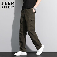 JEEP SPIRIT吉普休閑褲男春夏季直筒褲子男士多口袋工裝男褲 軍綠色 4XL