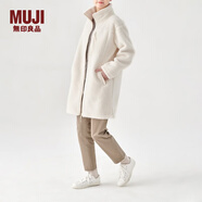 無印良品 MUJI 男女通用 羊羔絨大衣再生抓絨  柔軟搖粒絨外套 ABJ95C2A 米白色 L-XL
