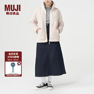 無(wú)印良品 MUJI 男女通用 羊羔絨 拉鏈夾克 毛絨加絨厚外套 秋冬季 淺米色 XXS-XS