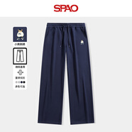 SPAO韓國同款直筒褲女士春秋新款小熊刺繡潮流寬松休閑褲SPWK25SK08LD 藏青#SP象牙熊-貼布繡 M