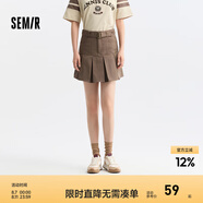 森馬半身裙女純色短裙小個(gè)子俏皮時(shí)尚24夏季純棉百褶裙復(fù)古 咖啡50892 175/78A/XXL