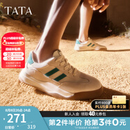 他她（TATA）男士阿甘男鞋復(fù)古德訓(xùn)鞋男運(yùn)動休閑鞋厚底板鞋小白鞋PCB01AM3 米/綠 38