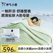 神氣小鹿小冰被夏涼被可水洗薄被芯單雙人空調(diào)被抑菌透氣 綠色套裝-小冰被Pro+小冰席 150*200cm