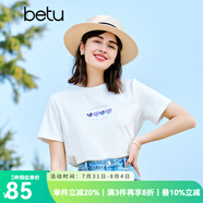 百圖betu女裝春夏新款T恤溫柔風(fēng)減齡短袖圓領(lǐng)重工藝T恤女2302T15 白色 L