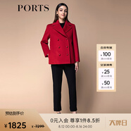 PORTS寶姿女裝秋冬新款職場長袖短大衣毛呢外套 深紅色 0