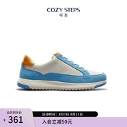 COZY STEPS可至男女款春夏盈動(dòng)系列輕盈柔軟透氣牛皮板鞋休閑運(yùn)動(dòng)鞋 (女)香草奶白色+凈水湖藍(lán)+銀杏黃 38