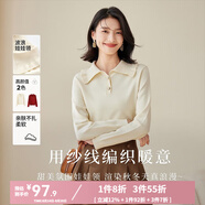 歐莎（OSA）減齡娃娃領(lǐng)套頭針織衫女士初春2025年新款顯瘦外搭上衣 淺杏色 S