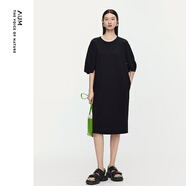 噢姆（AUM）【熱銷(xiāo)新品】AUM噢姆2025年夏季新款針織空氣層泡泡袖T恤連衣裙子 黑色 XL
