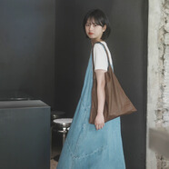 茵曼（INMAN）天絲涼感漢麻抗菌牛仔連衣裙兩件套裝2026夏女裝休閑背帶長(cháng)裙子 牛仔藍 XL