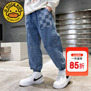 G.DUCKKIDS男童加絨褲子秋冬兒童牛仔褲加厚保暖中大童運(yùn)動(dòng)褲百搭男孩長(zhǎng)褲春 藍(lán)色613款-春秋款 140碼 建議身高125-135cm左右