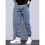 森馬【特價(jià)清倉】牛仔褲男士2025新款春夏寬松束腳春夏季運動(dòng)工裝九分 2318藍色 XL