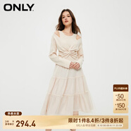 ONLY通勤氣質(zhì)收腰U領(lǐng)歐根紗套裝連衣裙女|124146002 A03 毛藝灰色 L (170) 88A