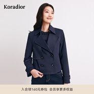 珂萊蒂爾【商場(chǎng)同款】秋美拉德獨特好看雙排扣翻領(lǐng)短款外套 暗青紫 L