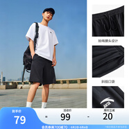 安踏（ANTA）【快干棉】T恤男女同款2025夏季情侶吸濕排汗LOGO寬松休閑短袖t恤 【店長(cháng)推薦短褲】基礎黑8310-4 L /男175 女170