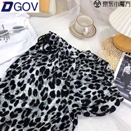 DGOV2025哈倫褲女夏季薄款海邊沙灘褲女冰絲褲女防蚊闊腿沙灘哈倫褲女 豹紋色有口袋 4XL 建議145-155斤