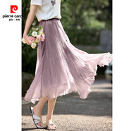 皮爾卡丹（pierre cardin）網(wǎng)紗半身裙女2025年夏季新款高腰顯瘦遮肉飄逸霧感A字裙子仙女裙 粉色 S 80-100斤