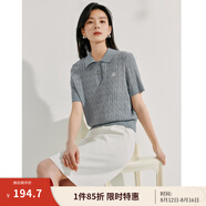 茵曼（INMAN）毛衣女POLO領2025春季套頭針織衫女裝新款通勤長袖毛衣上衣 格調(diào)灰-短袖款 W18525304 L