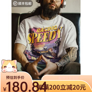 馬登工裝 美式復(fù)古白色大印花T恤高街潮流純棉體恤藝術(shù)寬松短袖男 米白[今日下單順豐包郵] S 均碼