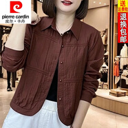 皮爾卡丹（pierre cardin）2025年小個(gè)子襯衫外套女士媽媽春夏款輕薄寬松大碼短外套上衣女裝 銹紅色【-襯衫外套】 輕薄 M 建議80-100斤