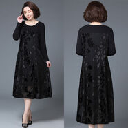 啄木鳥(niǎo)百搭女裝2020秋季新款200斤胖mm大碼寬松遮肚連衣裙大碼女裝 黑色 2XL 建議145-170斤