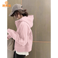 派吉鯊正肩運動(dòng)連帽短款衛衣外套女2025春秋新款開(kāi)衫小個(gè)子休閑韓系穿搭 粉色【春秋款版】 S 【建議80-95斤】