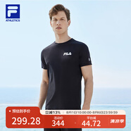 FILAFILA 斐樂官方男裝針織短袖衫2025夏季新款健身運(yùn)動簡約基礎(chǔ)白T恤 深黑-BK M 170/92A/M