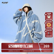 BJHG不計后果冬美式加厚仿羊羔絨棉服男潮寬松保暖毛絨情侶棉衣外套女 藍色 XL