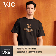 威杰思（VJC） 夏季新款男裝時(shí)尚休閑T恤上衣印花D24CA1716 黑色 常規 L 50