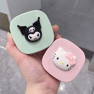筏芯隱形眼鏡盒子馬卡龍盒美瞳收納便攜卡通庫洛米Kitty可愛ins帶鏡子 Kitty+庫洛米【大鏡子粉+綠】 99%的萌妹子都有的美瞳盒