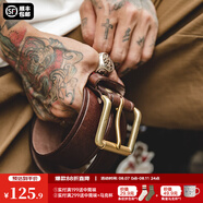馬登工裝 復古進(jìn)口腰帶黃銅單針快脫扣頭硬漢褲帶皮帶男 深咖色