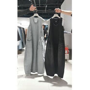 藝枼（YIYERED）藝枼美式街頭潮牌工裝牛仔背帶裙女韓版寬松覆古 淺藍(lán)背心裙 S