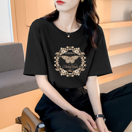 阿瑪施 AMASS哥弟適用夏季短袖t恤女士寬松純棉體恤休閑大碼正肩 煙灰色 S