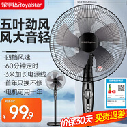 榮事達(dá)（Royalstar） 電風(fēng)扇落地扇家用宿舍搖頭風(fēng)扇轉(zhuǎn)頁(yè)五葉大風(fēng)量可升降 16英寸機(jī)械四檔定時(shí)【延長(zhǎng)線款】