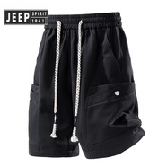 JEEP SPIRIT吉普美式潮牌大碼短褲男士夏季新款痞帥寬松運(yùn)動(dòng)休閑工裝五分褲子 1501黑色 M 建議90-120斤