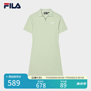 FILA 斐樂(lè)官方女子針織連衣裙時(shí)尚修身POLO領(lǐng)短袖裙子 淺菁綠-LG S (160) 80A