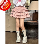 ADVSUS兒童百褶蛋糕裙2025夏新款女童白色半身短裙5歲女孩蓬蓬裙公主裙 堆堆裙粉色小孩喜歡的輕奢品牌 160 身高155左右