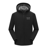 亞特（AIR TEX）男女連帽軟殼衣登山服防風(fēng)夾克蓄熱保暖抓絨外套戶(hù)外沖鋒衣 黑色_【男女同款】SD L