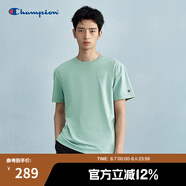 Champion冠軍情侶基礎(chǔ)t恤2025春季新款刺繡寬松運動上衣簡約休閑 淺綠色 XL