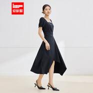 IEF/愛依服連衣裙2025夏季新款法式性感氣質(zhì)設(shè)計(jì)感顯瘦連衣長裙 藏藍(lán) S