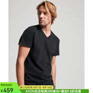 superdry極度干燥男士新款心領(lǐng)短袖T恤V領(lǐng)寬松舒適休閑風小眾清新百搭男裝 BLACK M