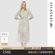 歌力思（ELLASSAY）2025早春新款法式鏤空輕盈柔美蕾絲中長(zhǎng)款茶歇裙女EWD361Y04400 淺青綠 M