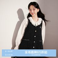 樂(lè)町小香風(fēng)背心裙初秋新款女裝黑白撞色無(wú)袖裙俏皮老錢(qián)風(fēng)A字裙 黑色(現(xiàn)貨) S