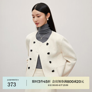 迪賽尼斯（DESIGNICE）羊駝毛短款雙面呢大衣冬季新款羊毛小香風(fēng)深灰毛呢外套女 米白 S