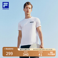 FILAFILA 斐樂官方男裝針織短袖衫2025夏季新款健身運動簡約基礎(chǔ)白T恤 玉石白-WT 2XL 185/104A/XXL