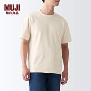 無印良品（MUJI） 男式 粗棉線 天竺編織 短袖T恤 打底衫男款 純棉全棉 ABA18A2S 原色 XS 160/80A