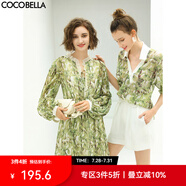 COCOBELLA肌理感壓褶花卉印花連衣裙女優(yōu)雅高腰長袖雪紡裙FR512 碎花 M