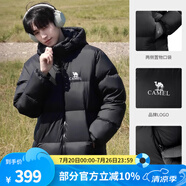 駱駝（CAMEL）戶外羽絨服白鴨絨加厚羽絨衣秋冬經(jīng)典保暖時尚潮流防風(fēng)運動外套 拒水絨升級款A(yù)1W2PN121J,黑色,男 L